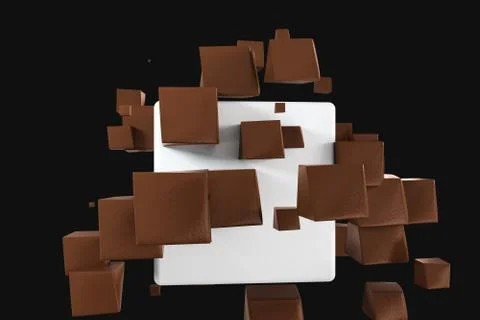 3d rendering, creative cubes with warped shape Stock Illustration