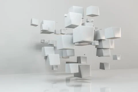3d rendering, creative cubes with warped shape Stock Illustration