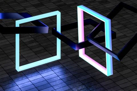 3d rendering, creative frames with sense of science and technology Illustrazione stock