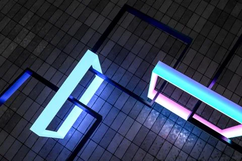 3d rendering, creative frames with sense of science and technology Stockillustratie