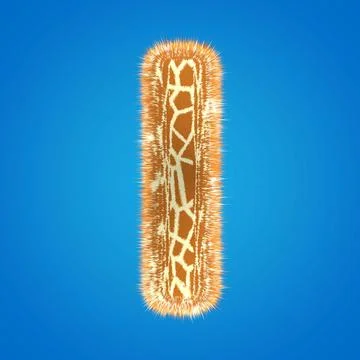3d rendering creative giraffe font. Fluffy and fur letter hight resolution Stock Illustration
