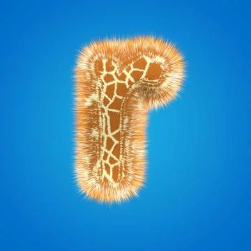 3d rendering creative giraffe font. Fluffy and fur letter hight resolution Stock Illustration