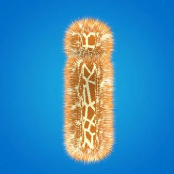 3d rendering creative giraffe font. Fluffy and fur letter hight resolution Stock Illustration