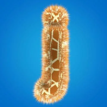 3d rendering creative giraffe font. Fluffy and fur letter hight resolution Stock Illustration