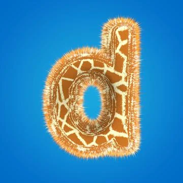 3d rendering creative giraffe font. Fluffy and fur letter hight resolution Stock Illustration