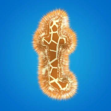 3d rendering creative giraffe font. Fluffy and fur letter hight resolution Stock Illustration