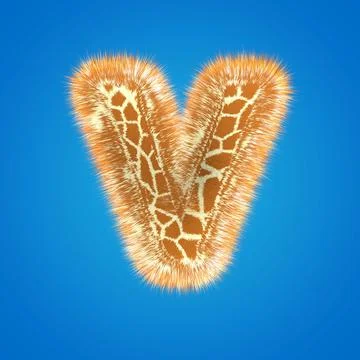 3d rendering creative giraffe font. Fluffy and fur letter hight resolution Stock Illustration