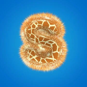 3d rendering creative giraffe font. Fluffy and fur letter hight resolution Stock Illustration