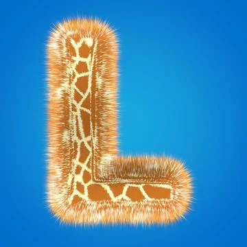 3d rendering creative giraffe font. Fluffy and fur uppercase letter hight Stock Illustration