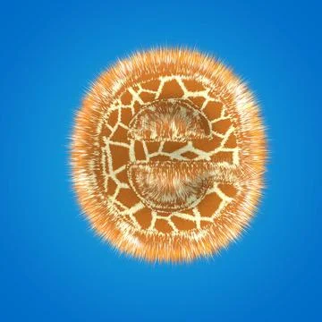 3d rendering creative giraffe font. Fluffy and fur letter hight resolution Stock Illustration