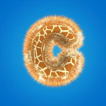 3d rendering creative giraffe font. Fluffy and fur letter hight resolution Stock Illustration