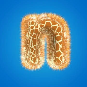 3d rendering creative giraffe font. Fluffy and fur letter hight resolution Stock Illustration