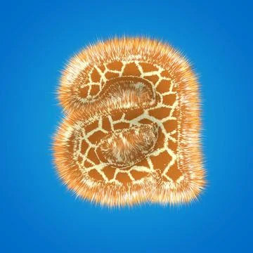 3d rendering creative giraffe font. Fluffy and fur letter hight resolution Stock Illustration