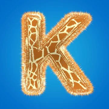 3d rendering creative giraffe font. Fluffy and fur uppercase letter hight Stock Illustration