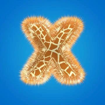 3d rendering creative giraffe font. Fluffy and fur letter hight resolution Stock Illustration