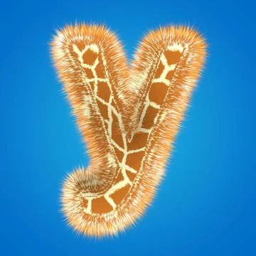 3d rendering creative giraffe font. Fluffy and fur letter hight resolution Stock Illustration