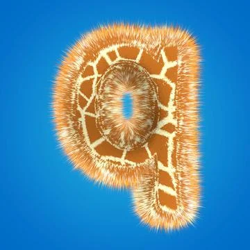 3d rendering creative giraffe font. Fluffy and fur letter hight resolution Stock Illustration