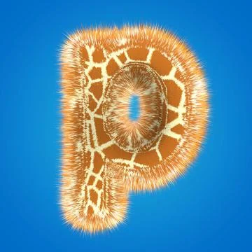 3d rendering creative giraffe font. Fluffy and fur letter hight resolution Stock Illustration