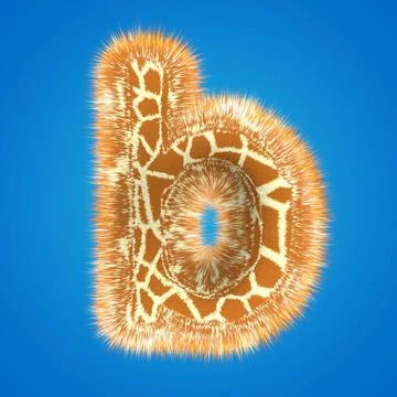 3d rendering creative giraffe font. Fluffy and fur letter hight resolution Stock Illustration