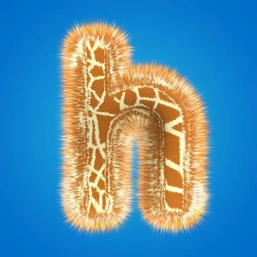 3d rendering creative giraffe font. Fluffy and fur letter hight resolution Stock Illustration