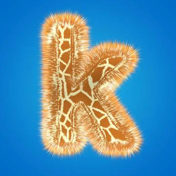 3d rendering creative giraffe font. Fluffy and fur letter hight resolution Stock Illustration