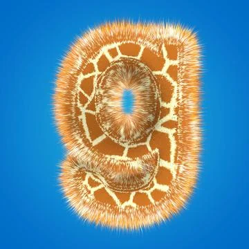 3d rendering creative giraffe font. Fluffy and fur letter hight resolution Stock Illustration