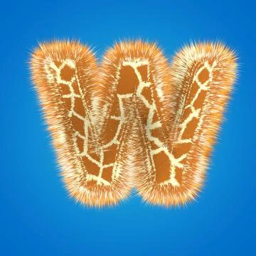 3d rendering creative giraffe font. Fluffy and fur letter hight resolution Stock Illustration
