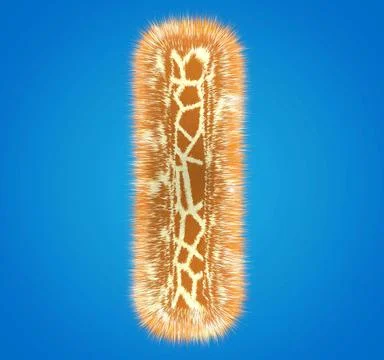 3d rendering creative giraffe font. Fluffy and fur uppercase letter hight Stock Illustration