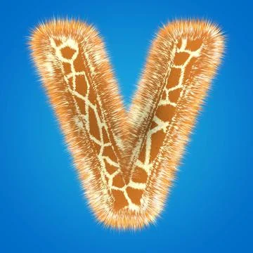 3d rendering creative giraffe font. Fluffy and fur uppercase letter hight Stock Illustration