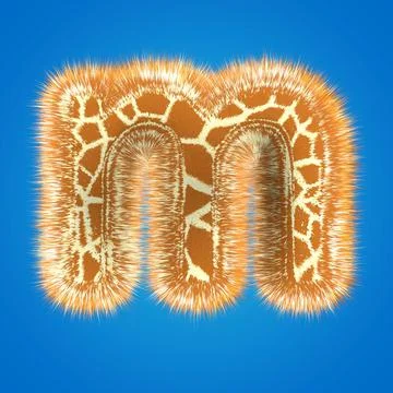 3d rendering creative giraffe font. Fluffy and fur letter hight resolution Stock Illustration
