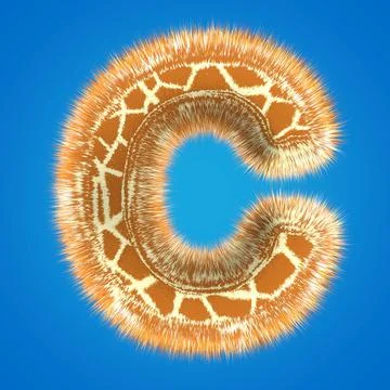 3d rendering creative giraffe font. Fluffy and fur uppercase letter hight Stock Illustration