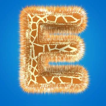 3d rendering creative giraffe font. Fluffy and fur uppercase letter hight Stock Illustration