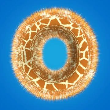 3d rendering creative giraffe font. Fluffy and fur uppercase letter hight Stock Illustration
