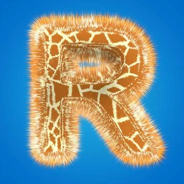 3d rendering creative giraffe font. Fluffy and fur uppercase letter hight Stock Illustration