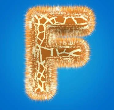 3d rendering creative giraffe font. Fluffy and fur uppercase letter hight Stock Illustration