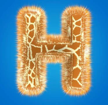 3d rendering creative giraffe font. Fluffy and fur uppercase letter hight Stock Illustration