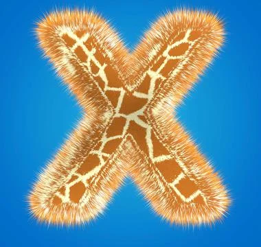 3d rendering creative giraffe font. Fluffy and fur uppercase letter hight Stock Illustration
