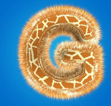 3d rendering creative giraffe font. Fluffy and fur uppercase letter hight Stock Illustration