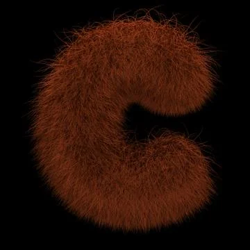 3D Rendering Creative Illustration Ginger Orangutan Furry Letter C Stock Illustration