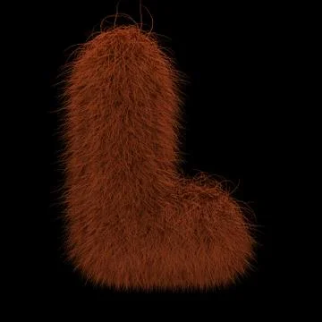 3D Rendering Creative Illustration Ginger Orangutan Furry Letter L Stock Illustration