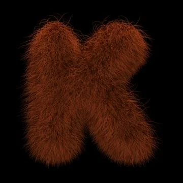 3D Rendering Creative Illustration Ginger Orangutan Furry Letter K Stock Illustration