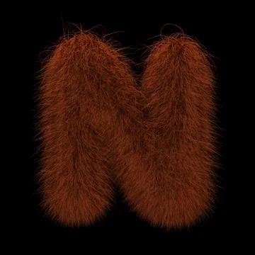3D Rendering Creative Illustration Ginger Orangutan Furry Letter N Stock Illustration