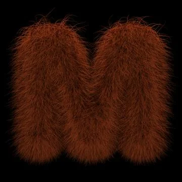 3D Rendering Creative Illustration Ginger Orangutan Furry Letter M Stock Illustration
