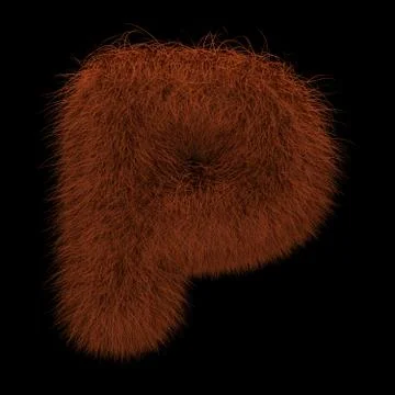 3D Rendering Creative Illustration Ginger Orangutan Furry Letter P Stock Illustration