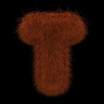 3D Rendering Creative Illustration Ginger Orangutan Furry Letter T Stock Illustration