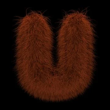 3D Rendering Creative Illustration Ginger Orangutan Furry Letter U Stock Illustration