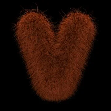 3D Rendering Creative Illustration Ginger Orangutan Furry Letter V Stock Illustration