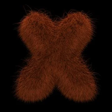 3D Rendering Creative Illustration Ginger Orangutan Furry Letter X Stock Illustration