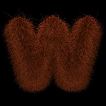 3D Rendering Creative Illustration Ginger Orangutan Furry Letter W Stock Illustration