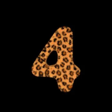 3D Rendering Creative Illustration Leopard Print Furry Number 4 Stock Illustration